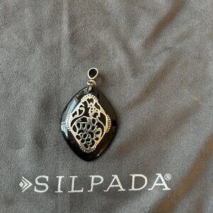 Silpada Filigree Sterling/Black Glass Pendant